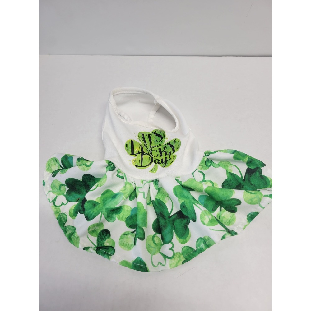 St Patricks Day Lucky Day Shamrock Pet Dress Green White XS Dog Cat‎ Outfit